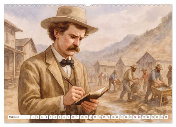 Produktbild: Mark Twain (hochwertiger Premium Wandkalender 2026 DIN A2 quer), Kunstdruck in Hochglanz