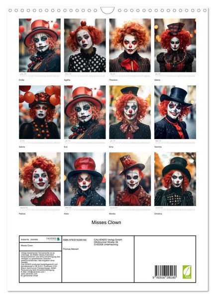 Produktbild: Misses Clown (Wandkalender 2026 DIN A3 hoch), CALVENDO Monatskalender