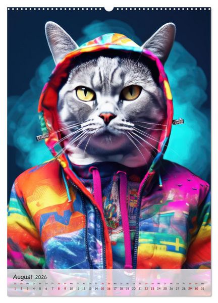 Produktbild: Katzen im lustigen Gangsterlook (Wandkalender 2026 DIN A2 hoch), CALVENDO Monatskalender