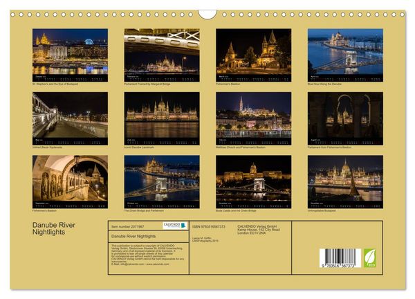 Produktbild: Danube River Nightlights (Wall Calendar 2026 DIN A3 landscape), CALVENDO 12 Month Wall Calendar