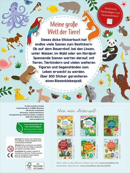 Produktbild: Das superdicke Stickerheft – Tiere