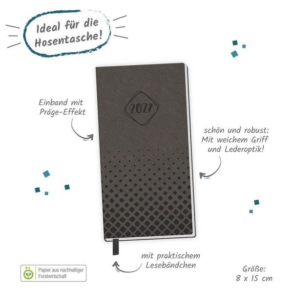 Produktbild: TR&Ouml;TSCH - Taschenterminer Soft Touch Anthrazit 2027