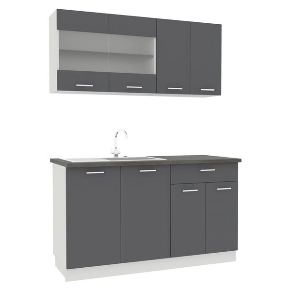 Produktbild: Singlek&uuml;che Einbauk&uuml;che K&uuml;chenzeile 140cm Esilo