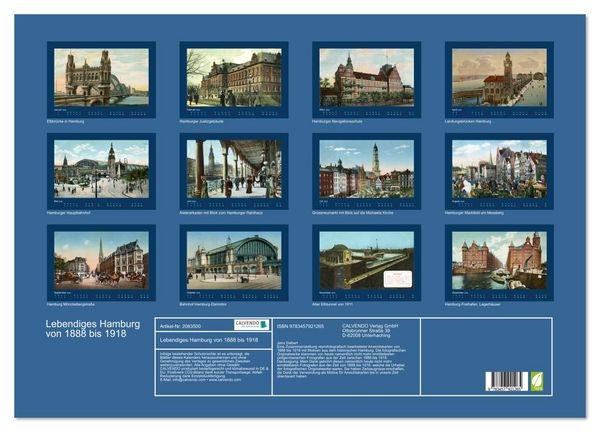 Produktbild: Lebendiges Hamburg von 1888 bis 1918 (Wandkalender 2026 DIN A2 quer), CALVENDO Monatskalender