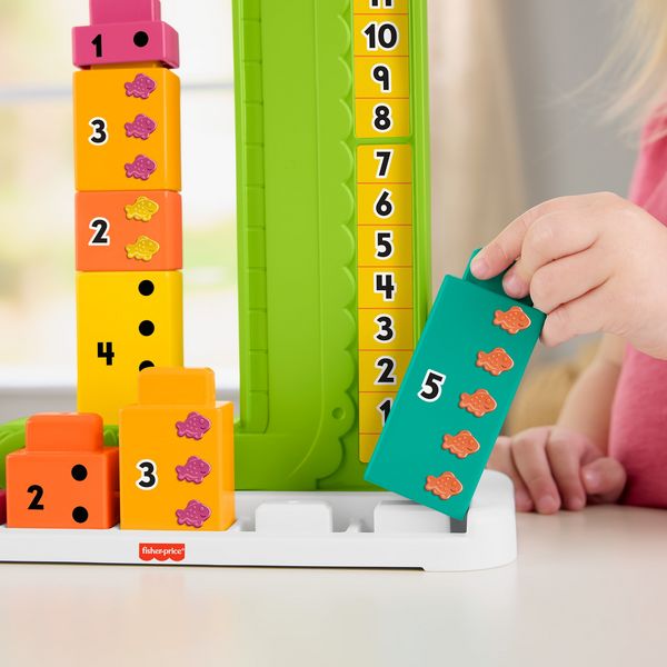 Produktbild: Fisher-Price Mein Zahlen-Krokodil Lernspielzeug mit 10 Stapelbl&ouml;cken f&uuml;r Kleinkinder