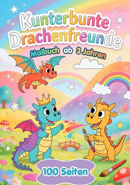 Kunterbunte Drachenfreunde - 100 Seiten Malbuch ab 3 Jahren, Taschenbuch von Tobias Wieczorek, Epubli, 9783565381401