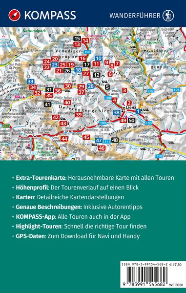 Produktbild: KOMPASS Wanderf&uuml;hrer Osttirol, Venediger- und Glocknergruppe, Defereggental, Lienzer Dolomiten, 50 Touren mit Extra-Tourenkarte