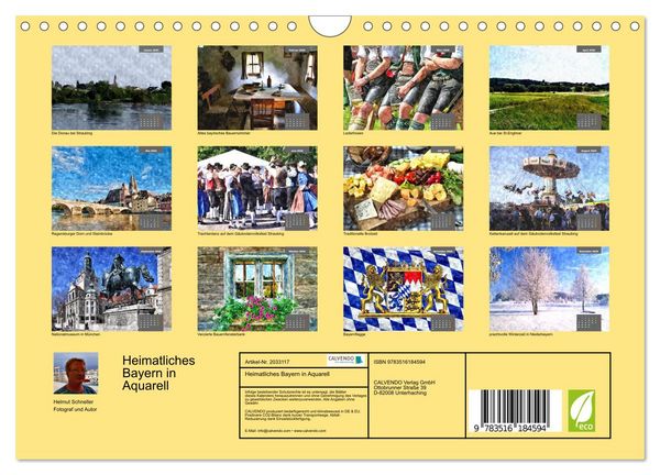 Produktbild: Heimatliches Bayern in Aquarell (Wandkalender 2026 DIN A4 quer), CALVENDO Monatskalender