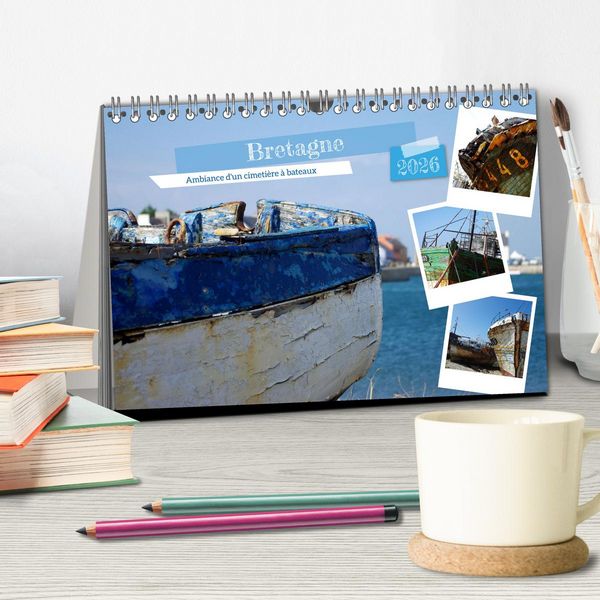 Produktbild: Bretagne Ambiance d'un cimeti&egrave;re &agrave; bateaux (Calendrier de bureau 2026 DIN A5 vertical), CALVENDO calendrier mensuel