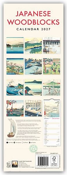 Produktbild: Japanese Woodblocks &ndash; Japanische Holzschnitte &ndash; Slimline-Kalender 2027 &ndash; Original Flame Tree Publishing-Kalender Slimeline [Kalender]