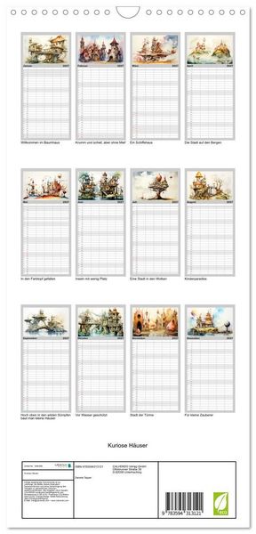 Produktbild: Familienplaner 2027 - Kuriose H&auml;user mit 5 Spalten (Wandkalender, 21 x 45 cm) CALVENDO