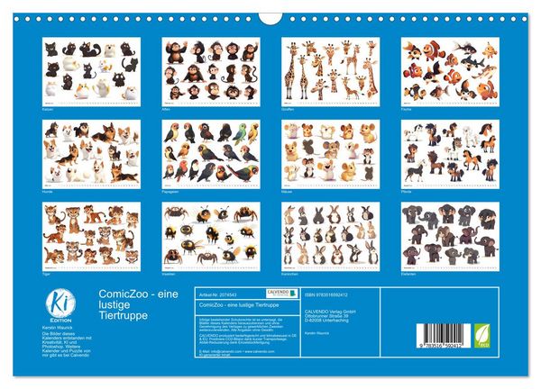 Produktbild: ComicZoo - eine lustige Tiertruppe (Wandkalender 2026 DIN A3 quer), CALVENDO Monatskalender
