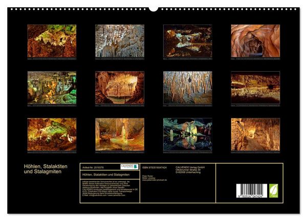 Produktbild: H&ouml;hlen, Stalaktiten und Stalagmiten (hochwertiger Premium Wandkalender 2026 DIN A2 quer), Kunstdruck in Hochglanz