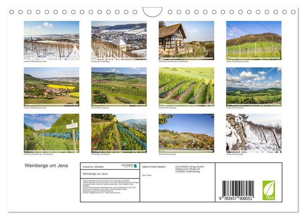 Produktbild: Weinberge um Jena (Wandkalender 2026 DIN A4 quer), CALVENDO Monatskalender