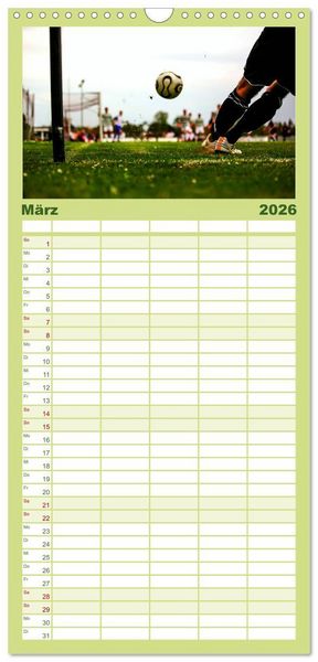 Produktbild: Familienplaner 2026 - Leidenschaft Fu&szlig;ball mit 5 Spalten (Wandkalender, 21 x 45 cm) CALVENDO
