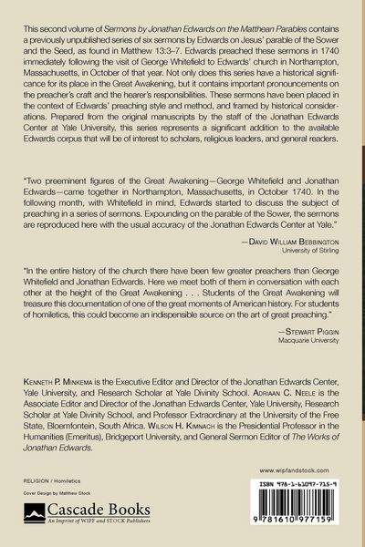 Produktbild: Sermons by Jonathan Edwards on the Matthean Parables, Volume II
