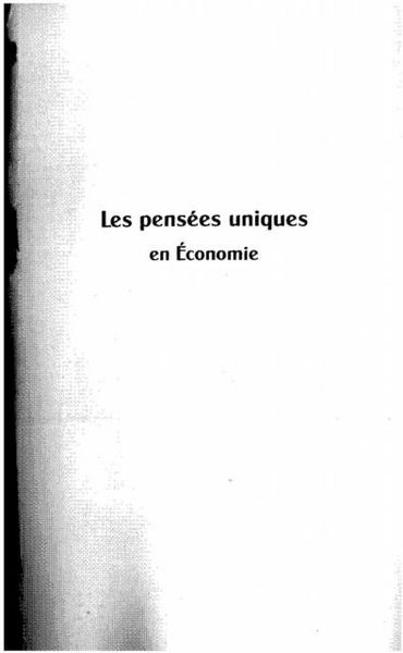 Produktbild: Les Pensees Uniques En Economie