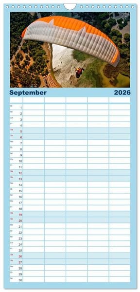 Produktbild: Familienplaner 2026 - Freiheit und Abenteuer - Paragliding mit 5 Spalten (Wandkalender, 21 x 45 cm) CALVENDO