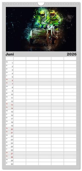 Produktbild: Familienplaner 2026 - Seitenwagen Motocross mit 5 Spalten (Wandkalender, 21 x 45 cm) CALVENDO