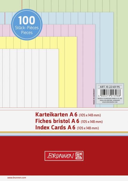 Produktbild: Brunnen Karteikarte A6 lin sort 100St