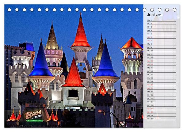 Produktbild: Las Vegas - Die bunte Welt der Casinos (Tischkalender 2026 DIN A5 quer), CALVENDO Monatskalender