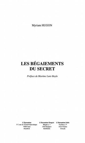 Produktbild: Begaiements du secret les