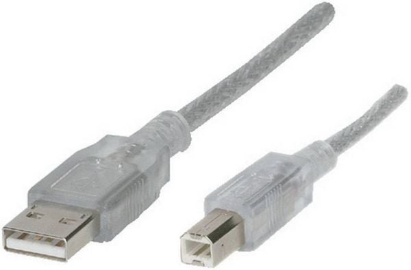 Produktbild: Renkforce USB-Kabel USB 2.0 USB-A Stecker, USB-B Stecker 5.00m Transparent RF-4538146