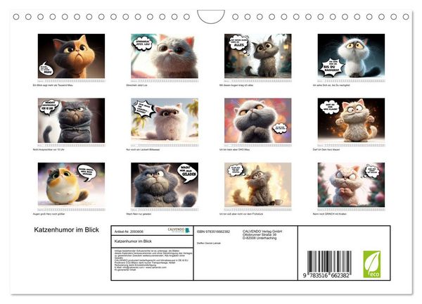 Produktbild: Katzenhumor im Blick (Wandkalender 2026 DIN A4 quer), CALVENDO Monatskalender