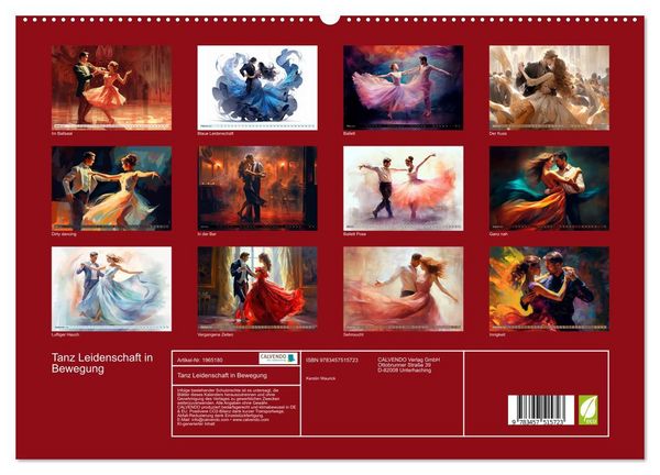 Produktbild: Tanz Leidenschaft in Bewegung (hochwertiger Premium Wandkalender 2026 DIN A2 quer), Kunstdruck in Hochglanz