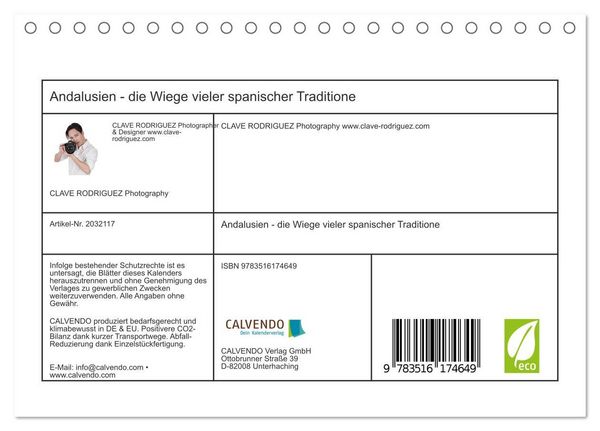 Produktbild: Andalusien - die Wiege vieler spanischer Traditione (Tischkalender 2026 DIN A5 quer), CALVENDO Monatskalender