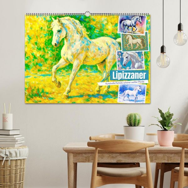 Produktbild: Lipizzaner. Kunstvolle Portr&auml;ts sch&ouml;ner Pferde (Wandkalender 2026 DIN A2 quer), CALVENDO Monatskalender
