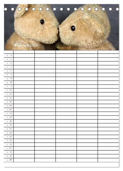 Produktbild: Der Teddyb&auml;ren-Familienplaner (Tischkalender 2026 DIN A5 hoch), CALVENDO Monatskalender