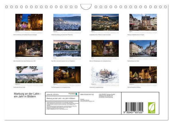 Produktbild: Marburg an der Lahn - ein Jahr in Bildern (Wandkalender 2026 DIN A4 quer), CALVENDO Monatskalender