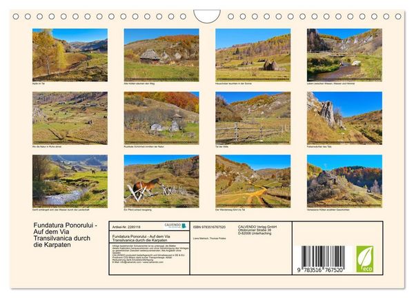 Produktbild: Fundatura Ponorului - Auf dem Via Transilvanica durch die Karpaten (Wandkalender 2027 DIN A4 quer), CALVENDO Monatskalender