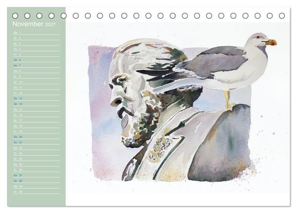 Produktbild: M&ouml;wen - Aquarelle von Julia Pasinski (Tischkalender 2027 DIN A5 quer), CALVENDO Monatskalender