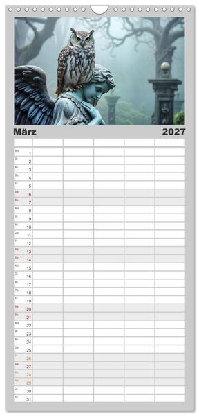 Produktbild: Familienplaner 2027 - Schattenkuss - Tiere in den Armen der Nacht mit 5 Spalten (Wandkalender, 21 x 45 cm) CALVENDO