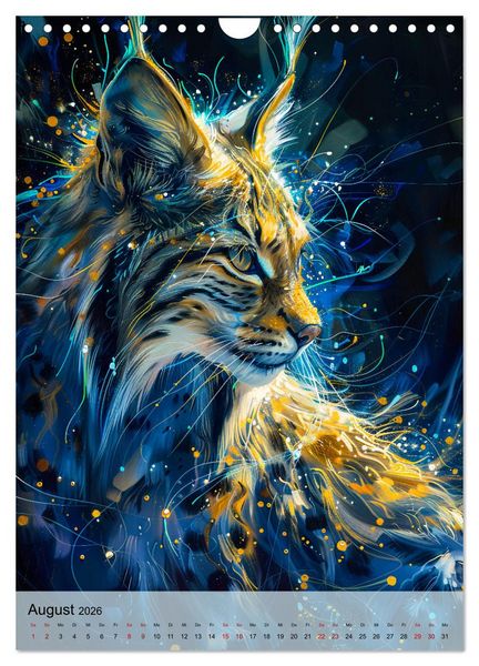 Produktbild: Raubkatzen - Geschmeidige J&auml;ger im Neonlicht (Wandkalender 2026 DIN A4 hoch), CALVENDO Monatskalender