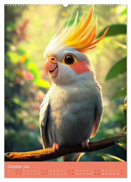 Produktbild: Cockatiel Chirpy Moments (High Quality Premium Wall Calendar 2026 DIN A2 portrait),CALVENDO 12 Month Wall Calendar