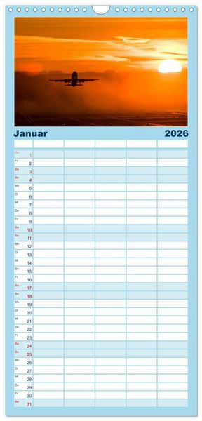 Produktbild: Familienplaner 2026 - Faszination Fliegerei mit 5 Spalten (Wandkalender, 21 x 45 cm) CALVENDO