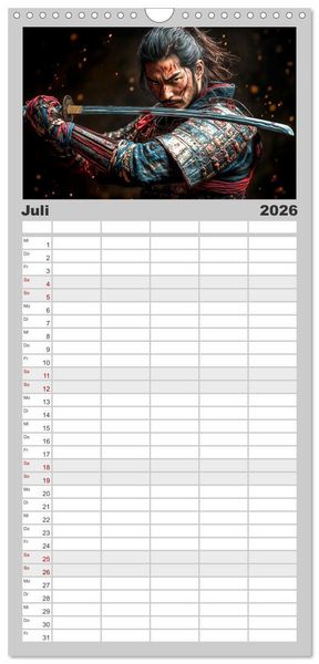 Produktbild: Familienplaner 2026 - Mein Samurai mit 5 Spalten (Wandkalender, 21 x 45 cm) CALVENDO