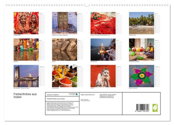 Produktbild: Farbenfrohes aus Indien (hochwertiger Premium Wandkalender 2026 DIN A2 quer), Kunstdruck in Hochglanz
