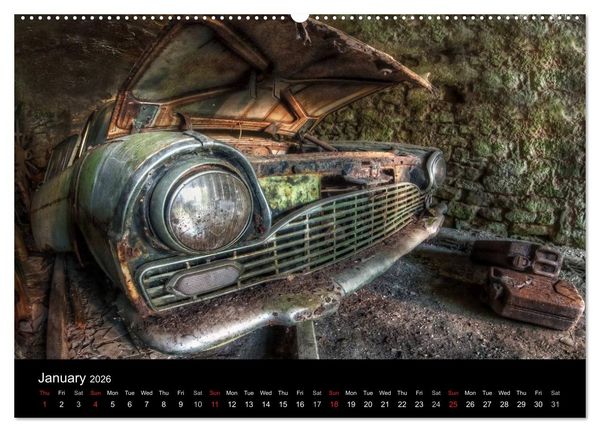 Produktbild: Sleeping Beauties Old Rusty Cars (High Quality Premium Wall Calendar 2026 DIN A2 landscape),CALVENDO 12 Month Wall Calendar
