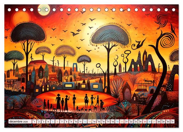 Produktbild: Sc&egrave;nes de vie africaine (Calendrier de bureau 2026 DIN A5 vertical), CALVENDO calendrier mensuel