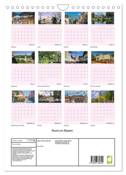 Produktbild: Rund um Bayern (Wandkalender 2026 DIN A4 hoch), CALVENDO Monatskalender