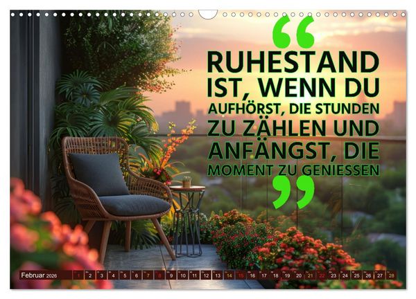 Produktbild: Ruhestand - das Leben neu entdecken (Wandkalender 2026 DIN A3 quer), CALVENDO Monatskalender