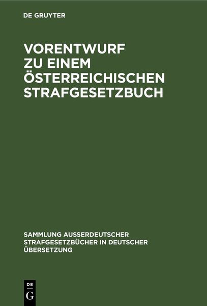 Produktbild: Vorentwurf zu einem &ouml;sterreichischen Strafgesetzbuch