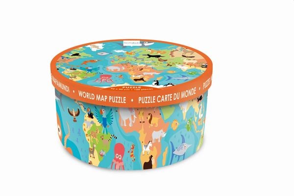 Puzzle Weltkarte mit Tieren 100 Teile