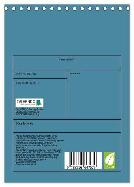 Produktbild: B&ouml;se M&ouml;wen (Tischkalender 2026 DIN A5 hoch), CALVENDO Monatskalender