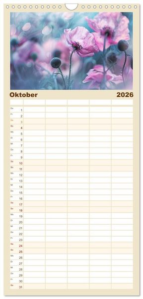 Produktbild: Familienplaner 2026 - Bezaubernde Mohnblumen mit 5 Spalten (Wandkalender, 21 x 45 cm) CALVENDO