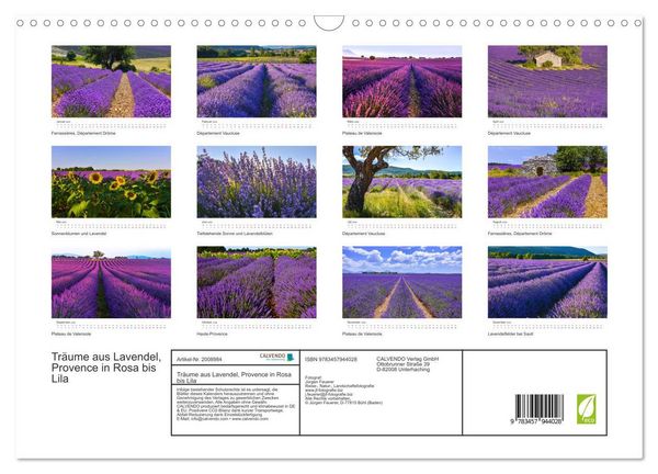 Produktbild: Tr&auml;ume aus Lavendel, Provence in Rosa bis Lila (Wandkalender 2026 DIN A3 quer), CALVENDO Monatskalender